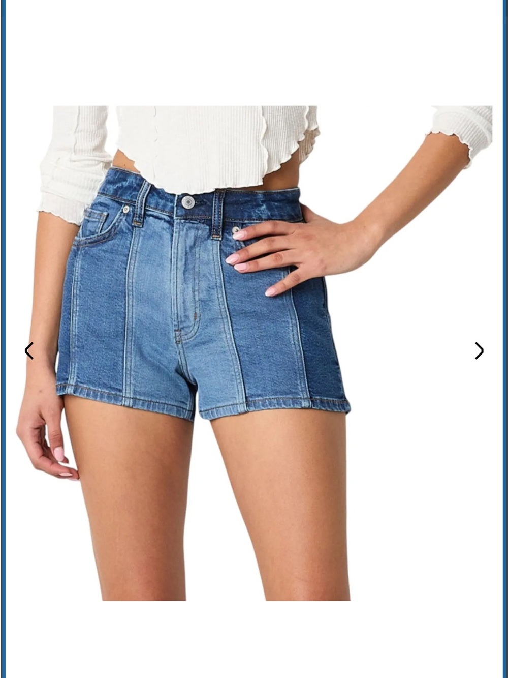 Arizona Jean Company Two-Tone Paneled Denim Shorts - Blue Sz 15 Waist 18”